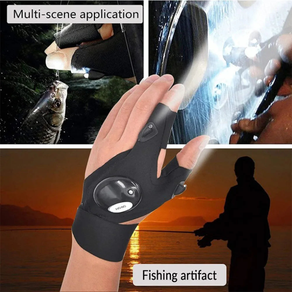 Cycling Gloves with Lights Gloves for Fishing Equipment Accessories Glove with Led Fingerless Light Fingers Mittens Apparel