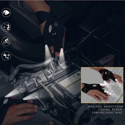 Cycling Gloves with Lights Gloves for Fishing Equipment Accessories Glove with Led Fingerless Light Fingers Mittens Apparel