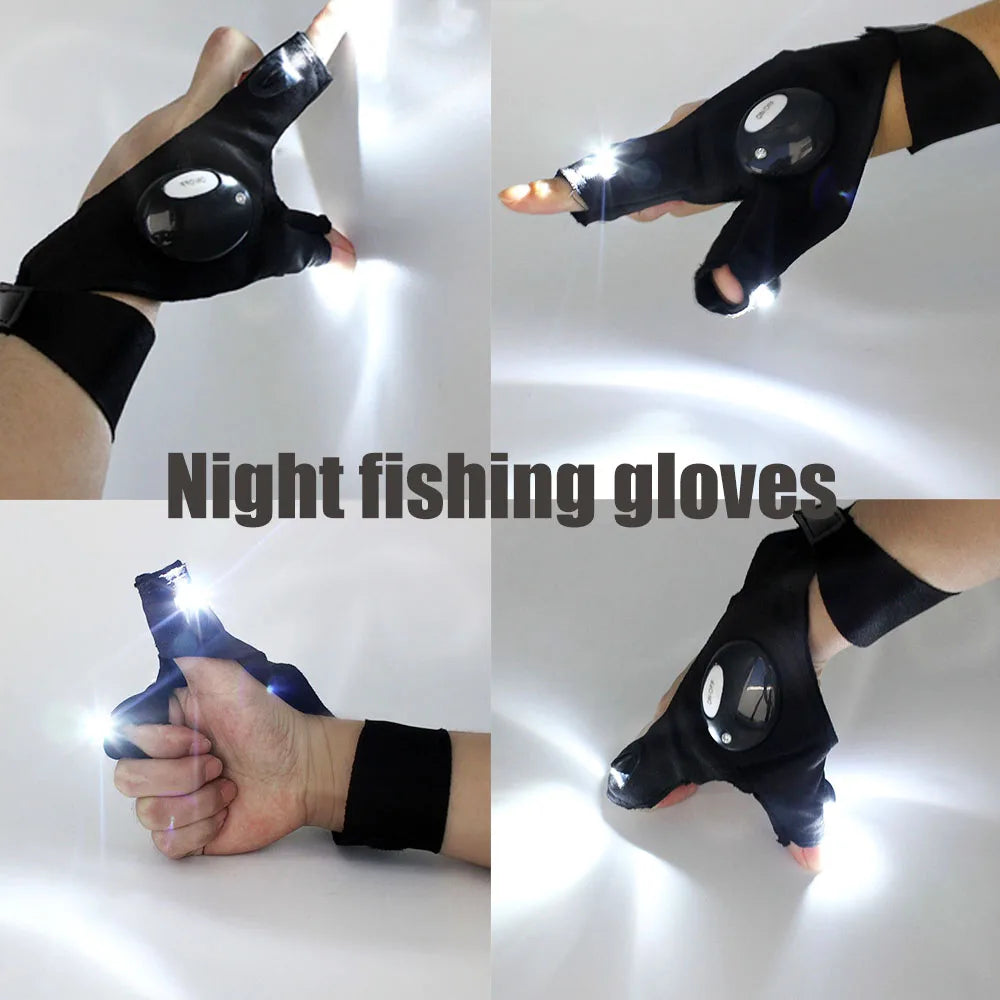 Cycling Gloves with Lights Gloves for Fishing Equipment Accessories Glove with Led Fingerless Light Fingers Mittens Apparel