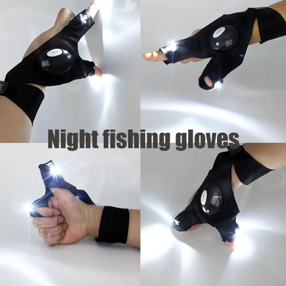 Cycling Gloves with Lights Gloves for Fishing Equipment Accessories Glove with Led Fingerless Light Fingers Mittens Apparel