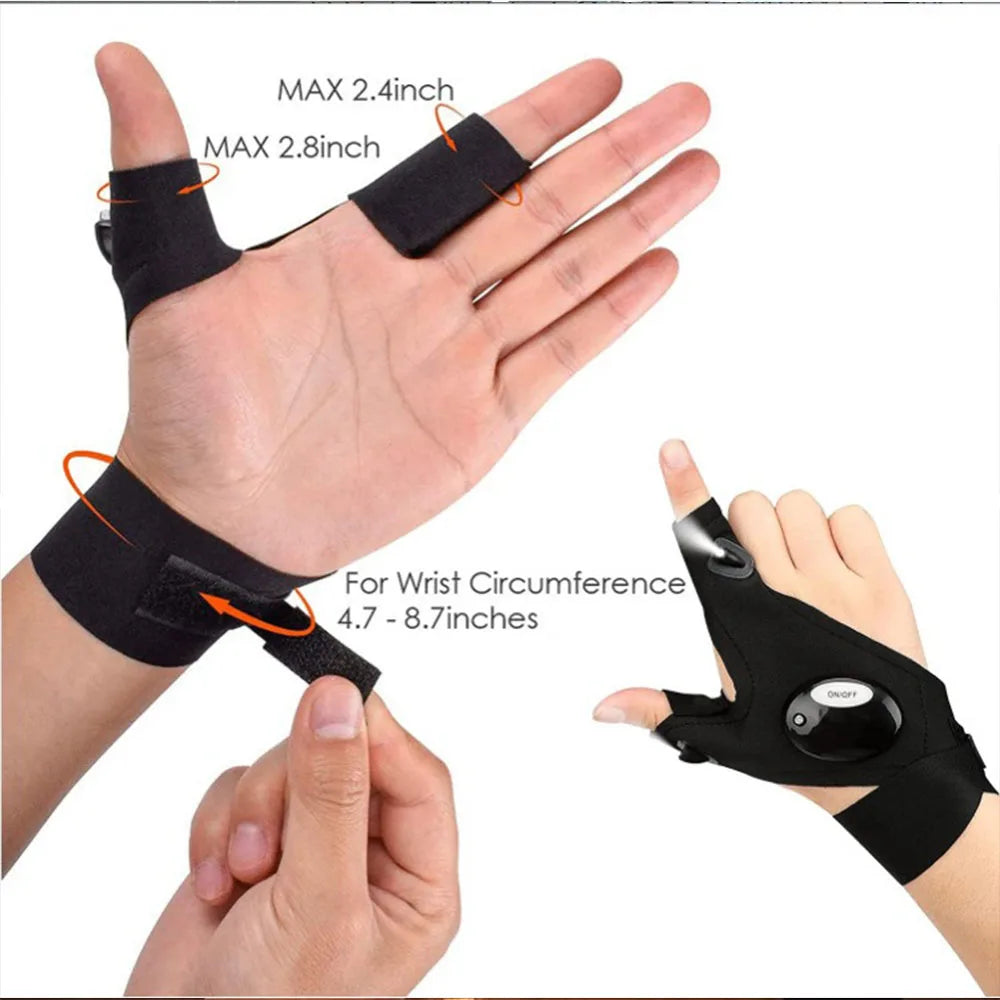 Cycling Gloves with Lights Gloves for Fishing Equipment Accessories Glove with Led Fingerless Light Fingers Mittens Apparel